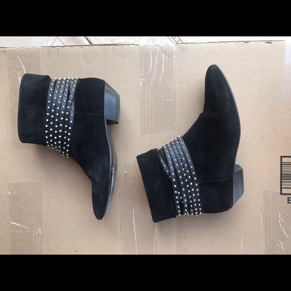 YSL SAINT LAURENT black studded suede booties 39 - Picture 3 of 11